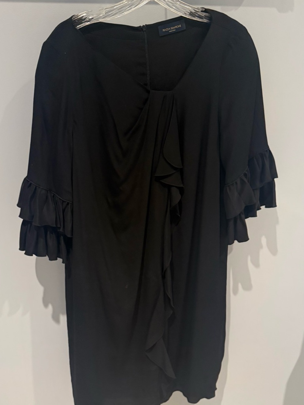 Piazza Sempione Black Ruffle Front Dress